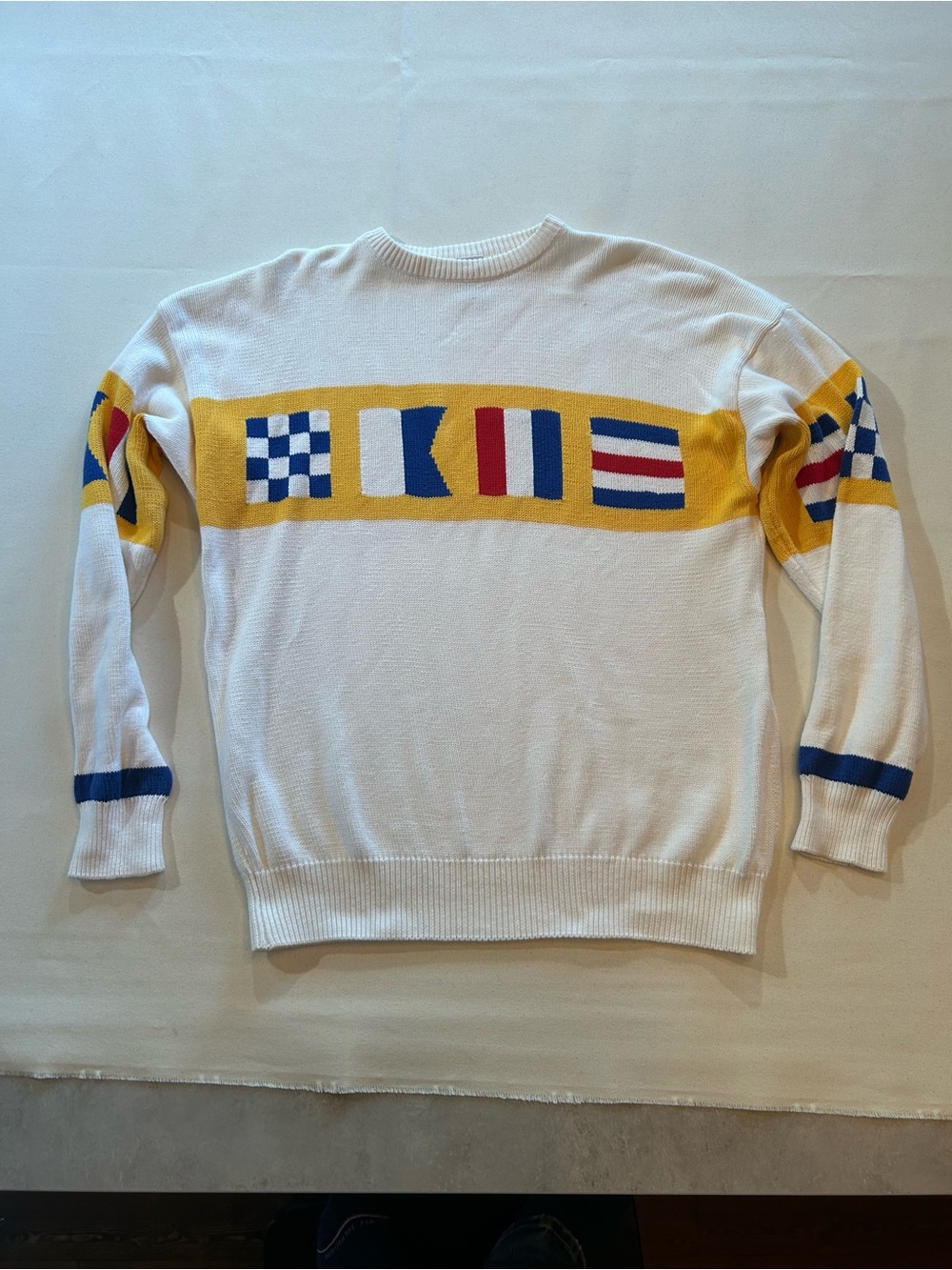 North Atlantic Trading Co. Vintage Nautical Flag Knit Sweater M/L - Picture 5 of 11